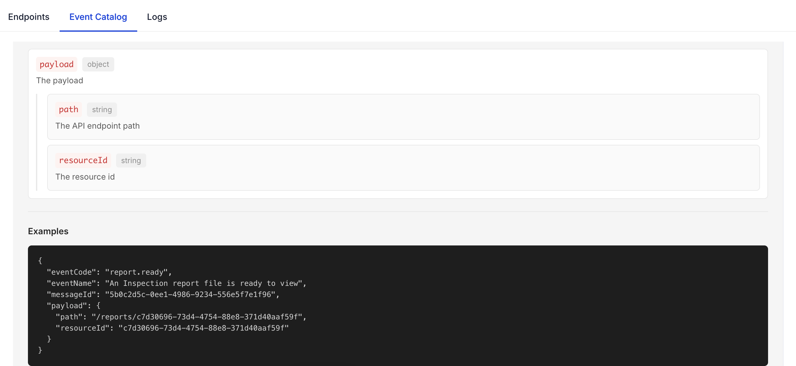 Payload properties and example